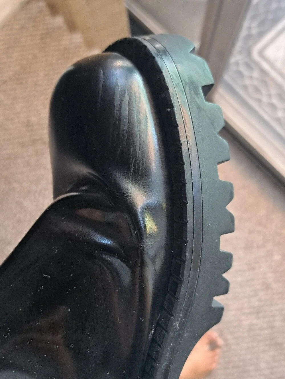 Versace Black Patent Leather Knee High Combat Boots – Gold Medusa **SEE COMMENT